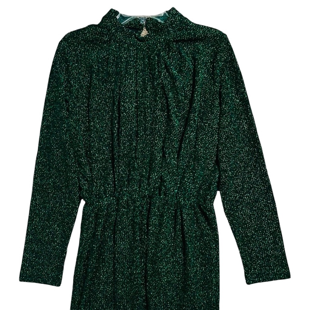 Y.A.S. NWT Green Glitter Long Sleeve Ruched Front Midi Dress XXL - Picture 7 of 16